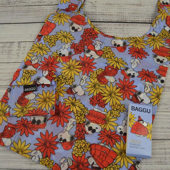 BAGGU Peanuts Snoopy Floral Flowers Reusable Bag NEW - Picture 2 of 12